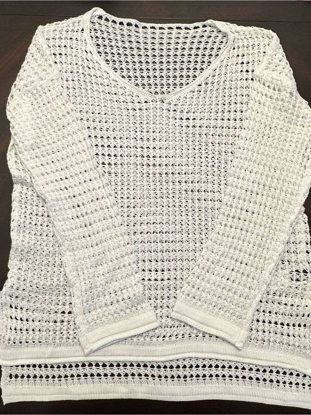 SHEIN White Open-Knit Crochet Sweater Size L